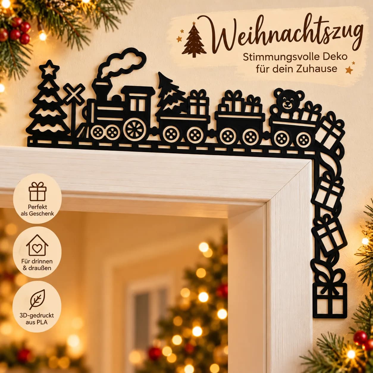 Decoración navideña para marco de puerta – 4 diseños de invierno, foto 2
