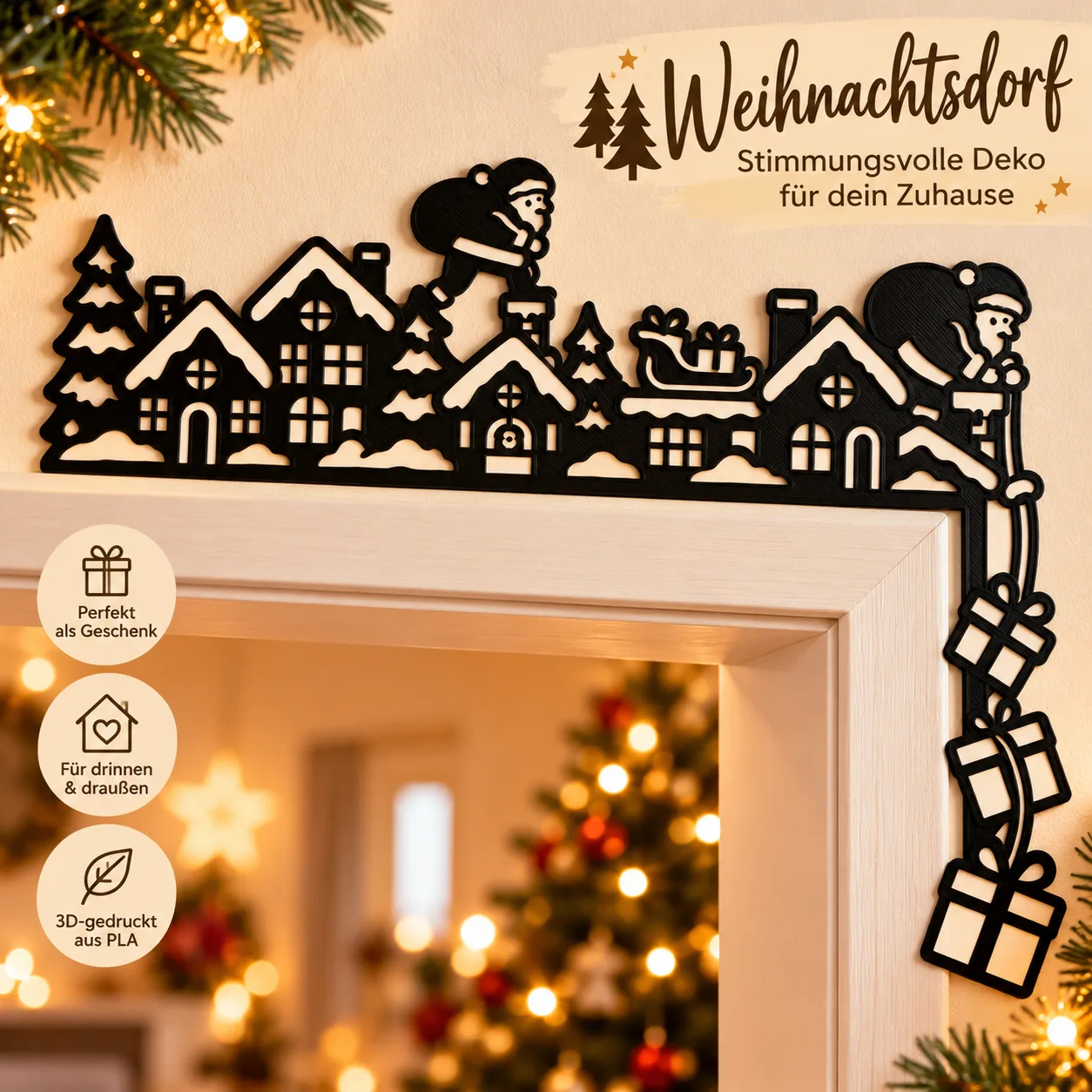 Decoración navideña para marco de puerta – 4 diseños de invierno, foto 3
