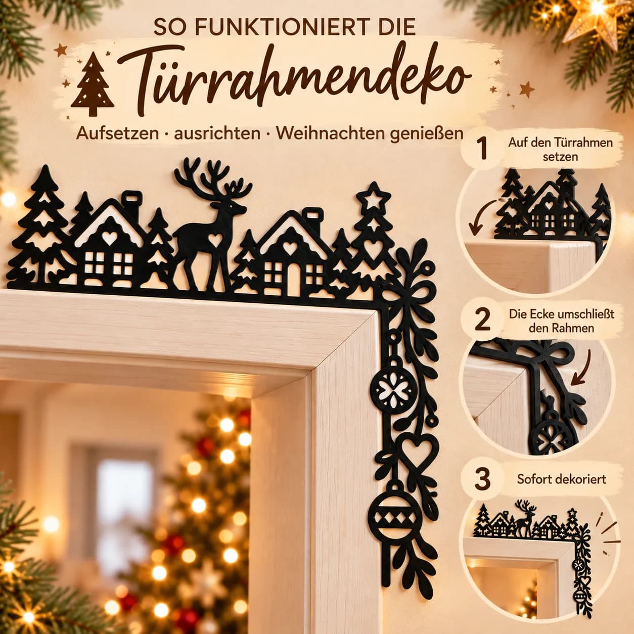 Decoración navideña para marco de puerta – 4 diseños de invierno, foto 7