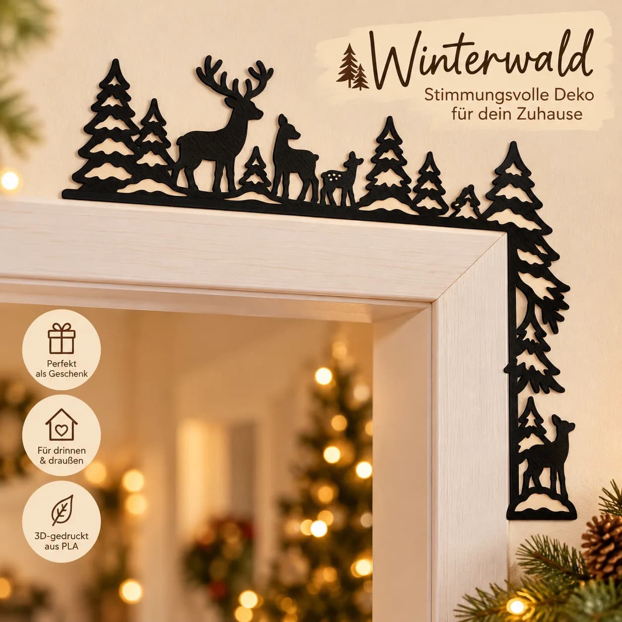 Decoración navideña para marco de puerta – 4 diseños de invierno, foto 1