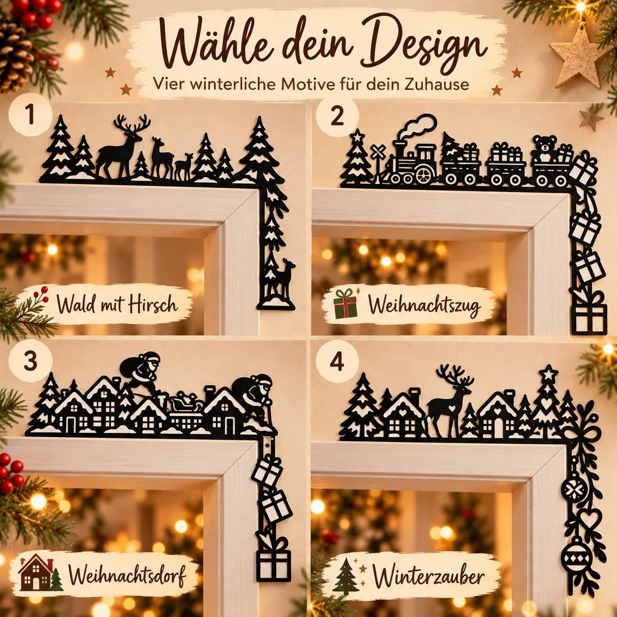 Decoración navideña para marco de puerta – 4 diseños de invierno, foto 6