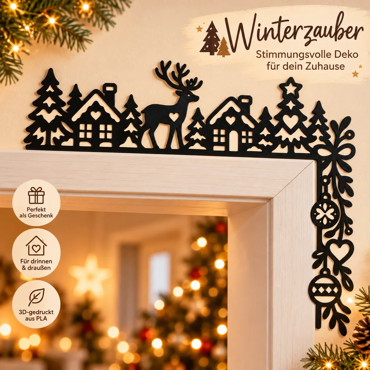 Decoración navideña para marco de puerta – 4 diseños de invierno, foto 5