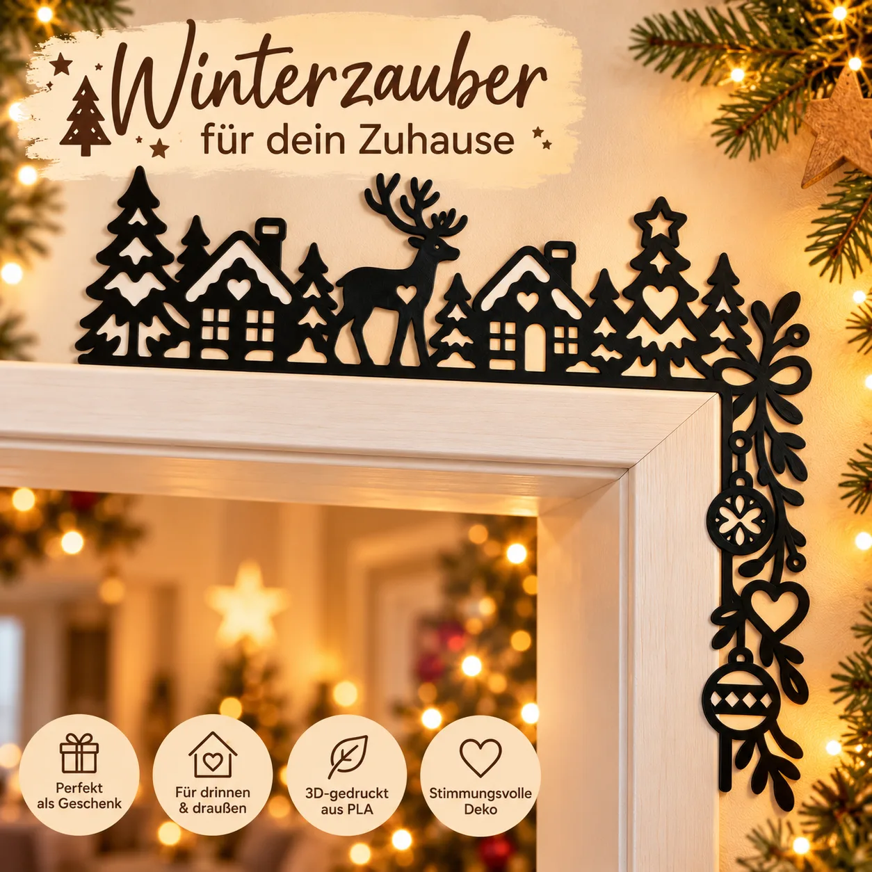 Decoración navideña para marco de puerta – 4 diseños de invierno, foto 4