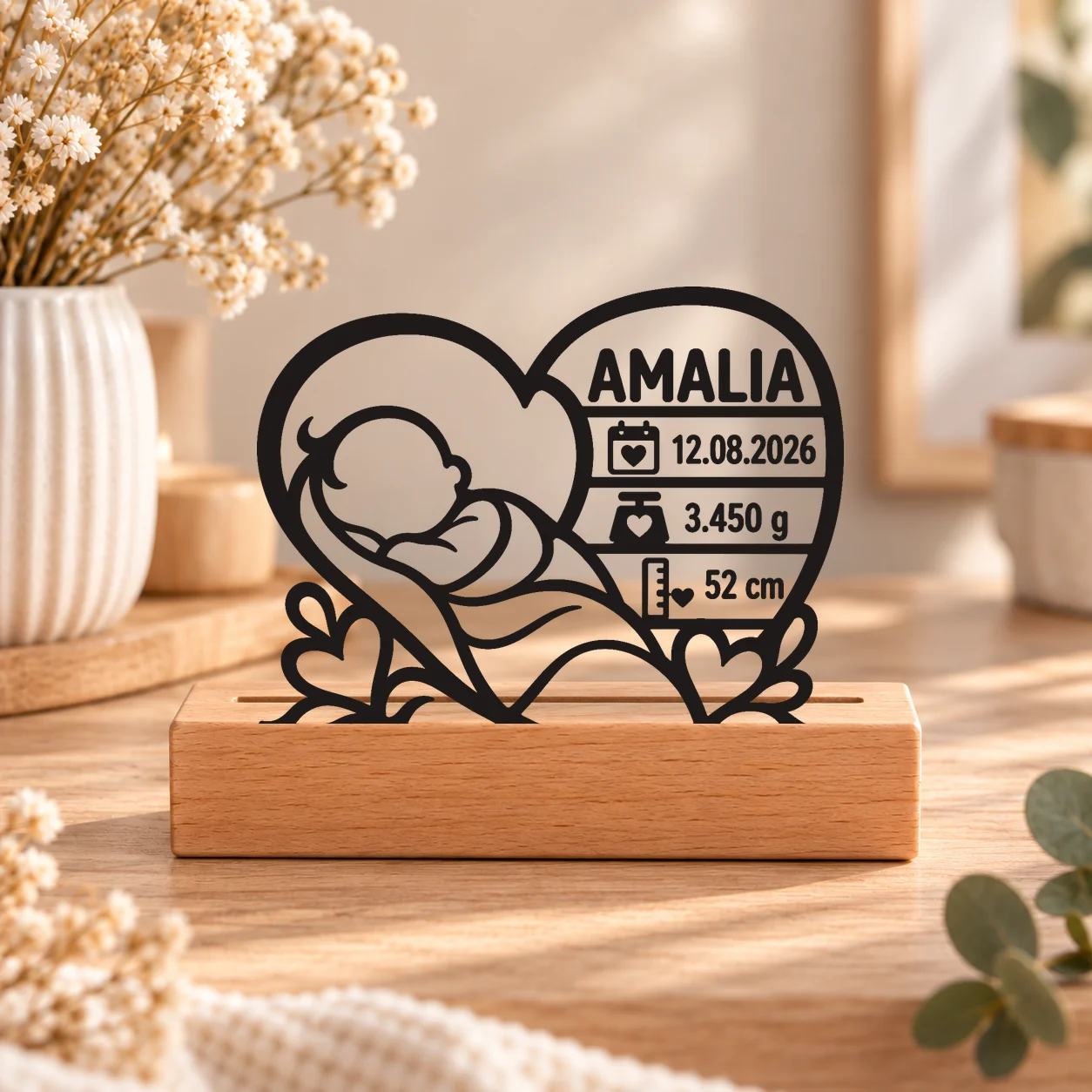 Birth Keepsake with Wooden Stand photo 1