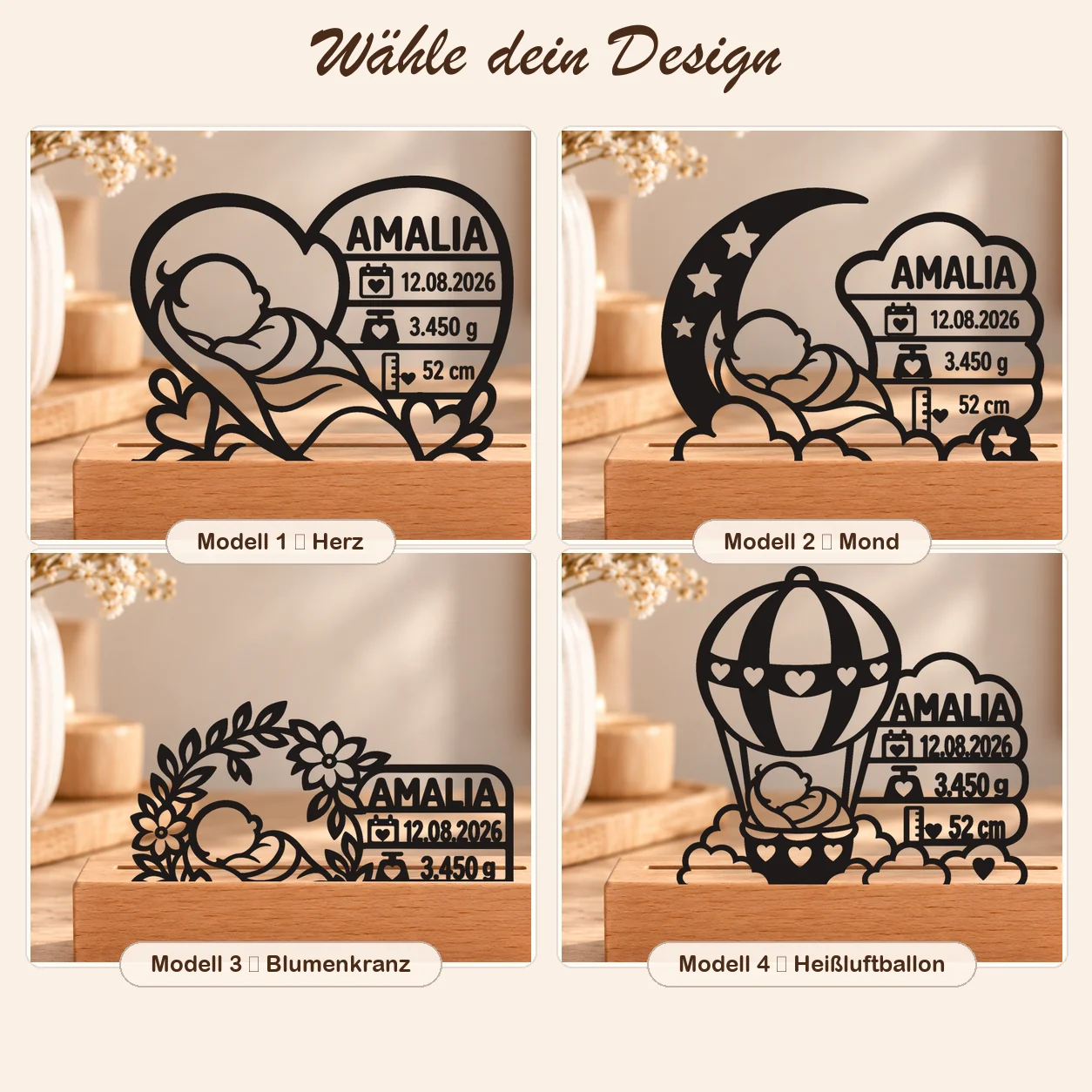 Birth Keepsake with Wooden Stand photo 2