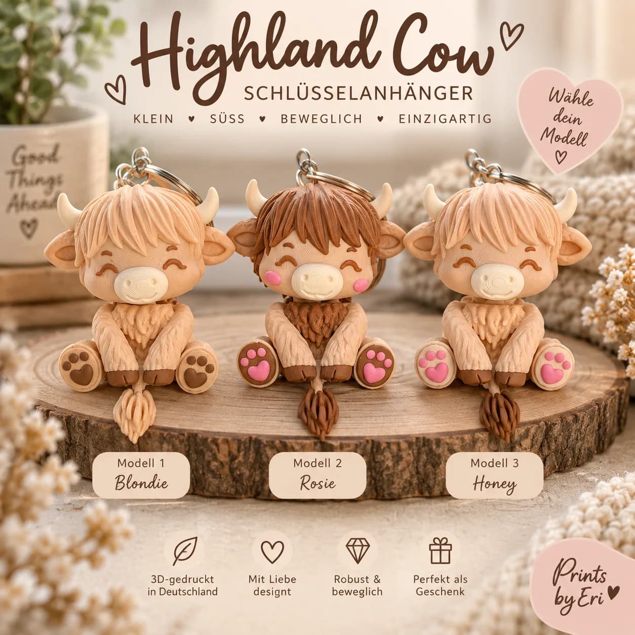 Highland-Kuh Flexi Schlüsselanhänger Foto 1