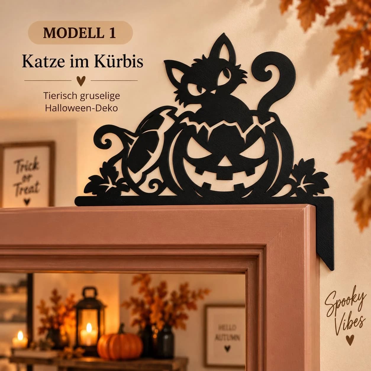Kürbis, Katze & Rabe Türdeko Foto 3