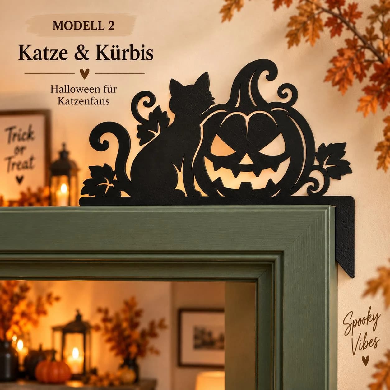 Kürbis, Katze & Rabe Türdeko Foto 4