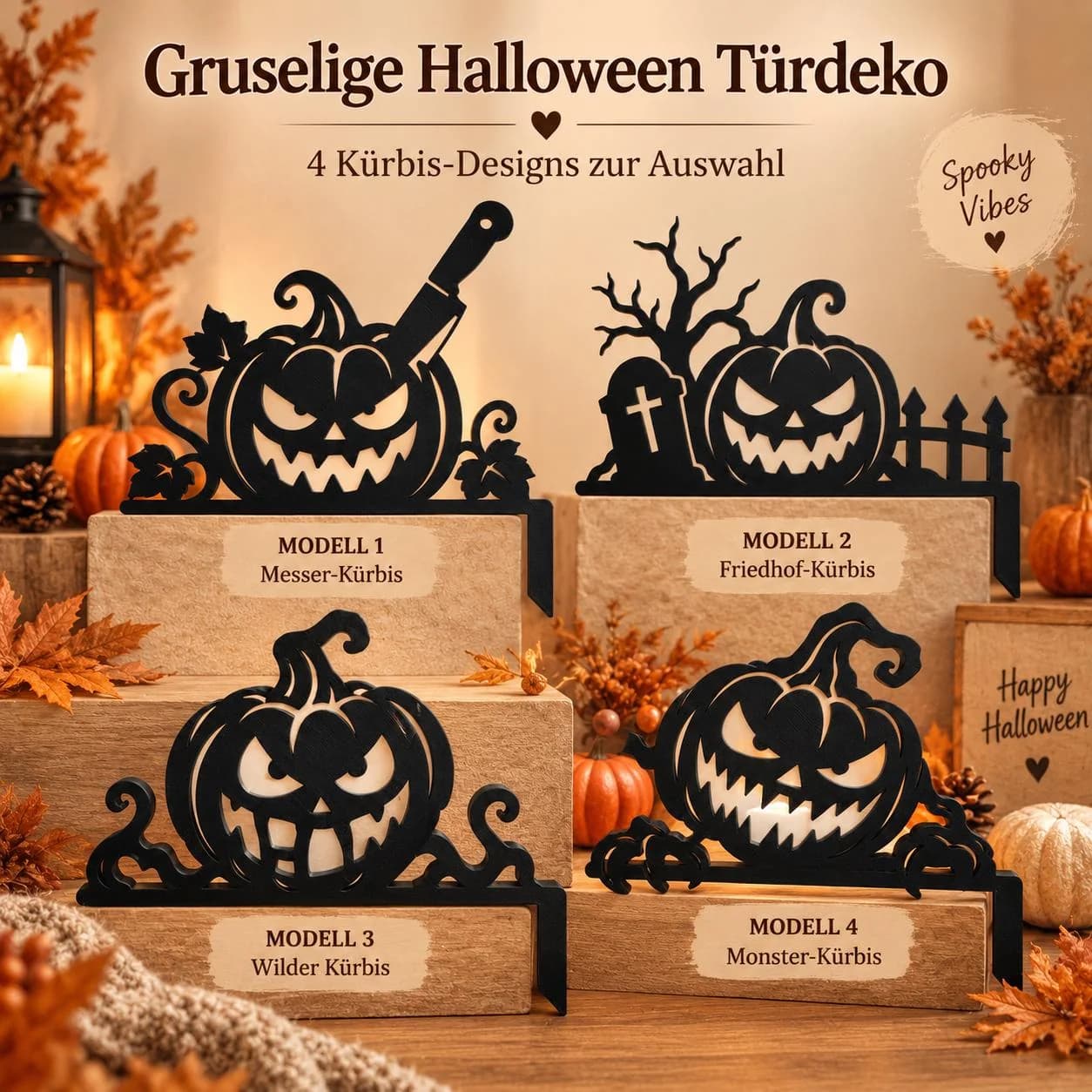Gruselige Kürbis Türdeko Foto 2