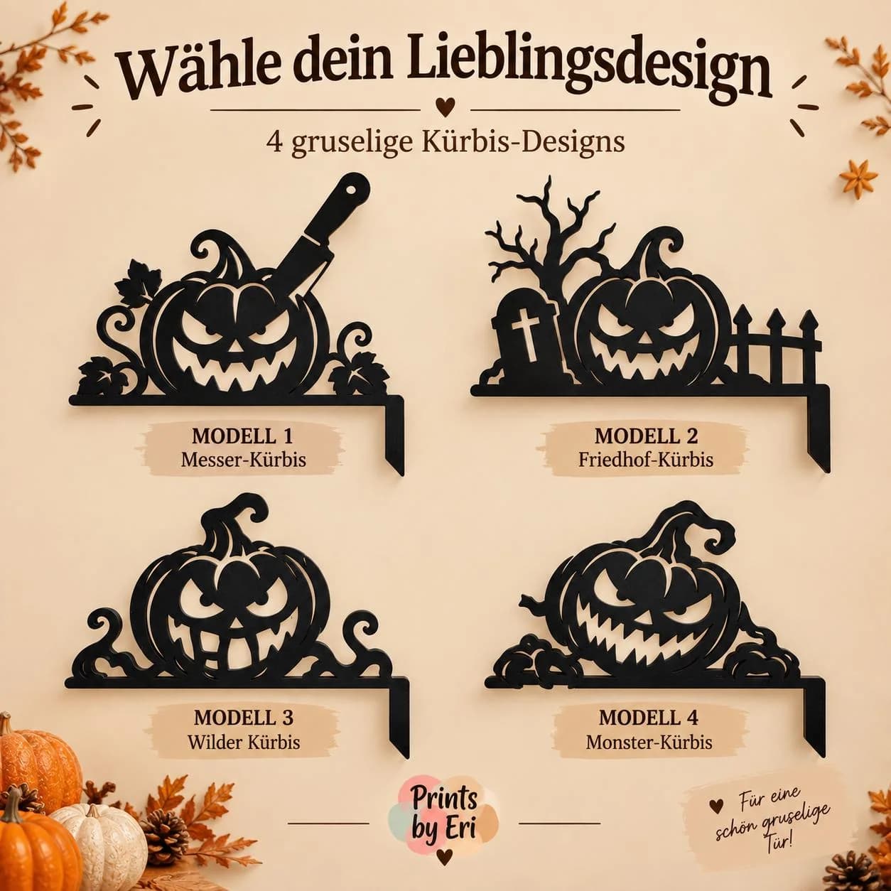 Gruselige Kürbis Türdeko Foto 3