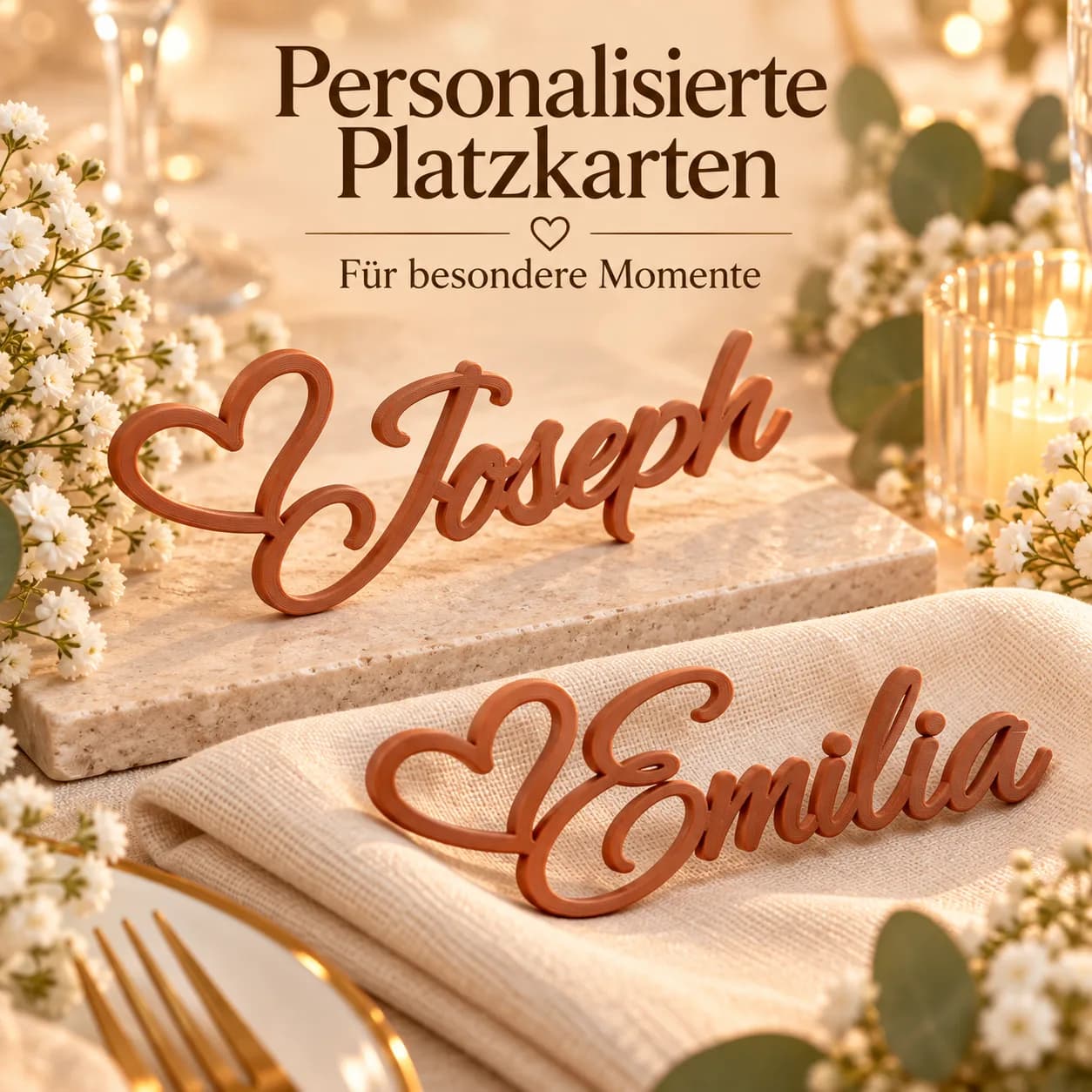 Tarjeta de mesa de boda personalizada con corazón, foto 5
