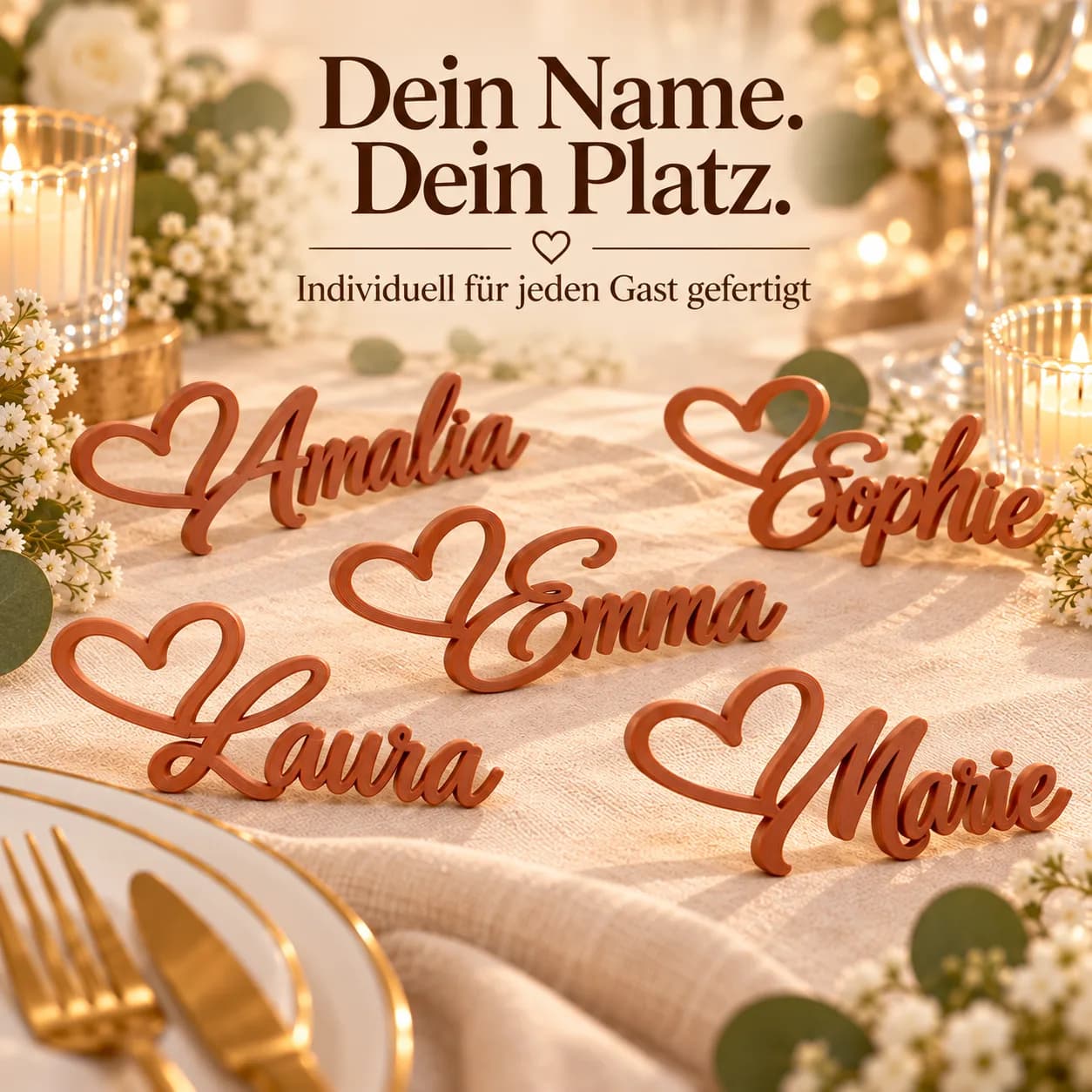 Tarjeta de mesa de boda personalizada con corazón, foto 7