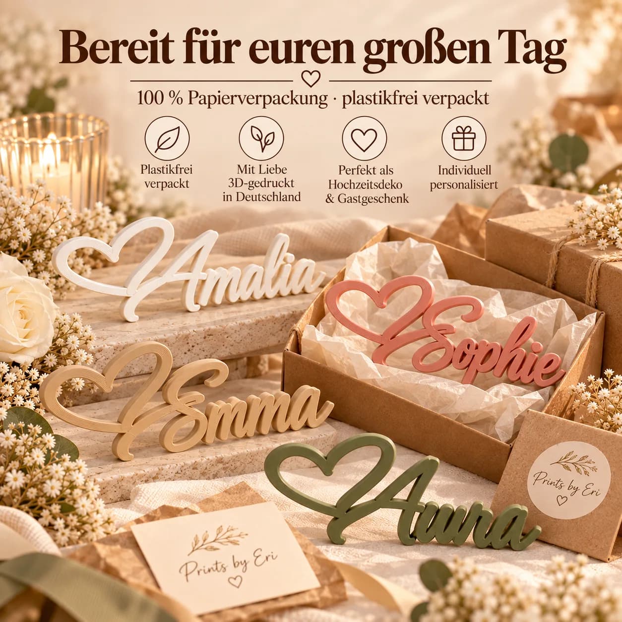 Tarjeta de mesa de boda personalizada con corazón, foto 8