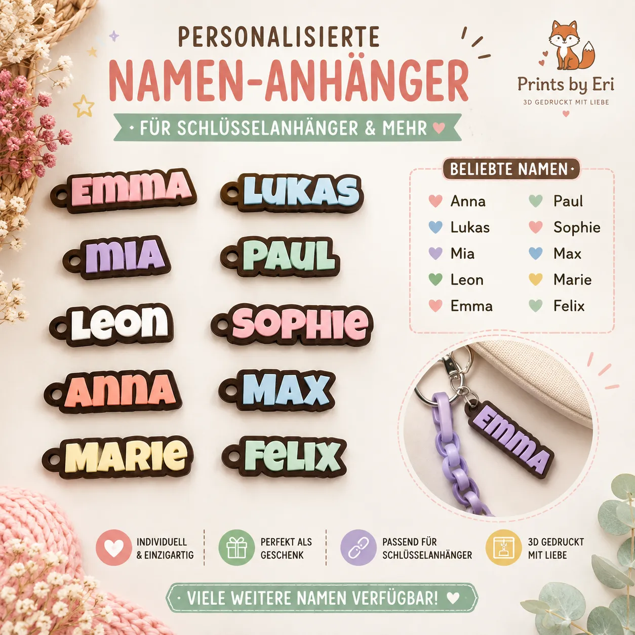 Personalisiertes Namensschild Schlüsselanhänger
